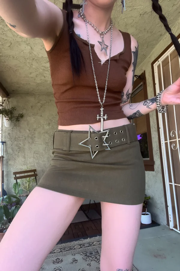 Amber Olive Stretch Mini Skort