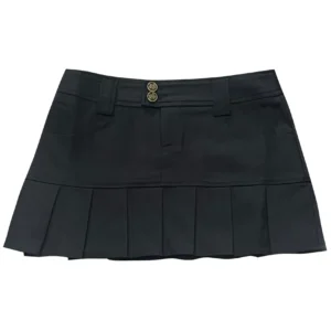 Drew Black Pleated Mini Skirt