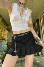 Drew Black Pleated Mini Skirt