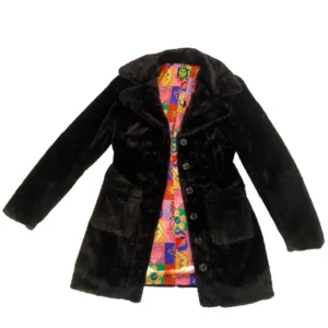 Mary Black Faux Fur Coat