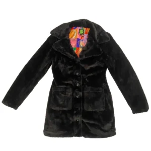 Mary Black Faux Fur Coat