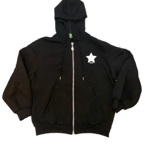 Star Logo Zip-Up Oversized Hoodie