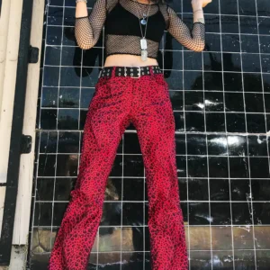 Vivian Red Cheetah Faux Fur Pants