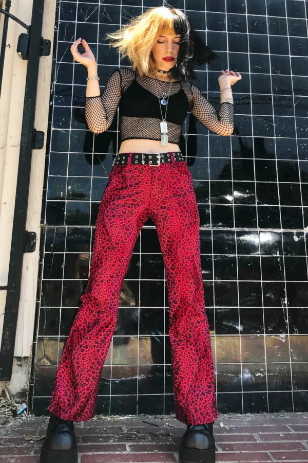 Vivian Red Cheetah Faux Fur Pants