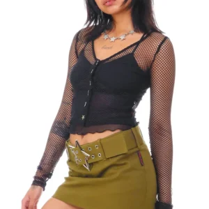 Bryce Black Fishnet Cropped Cardi